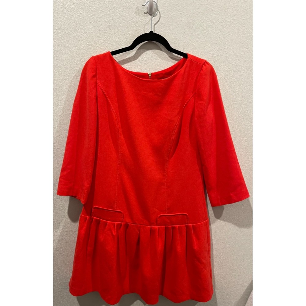 ELIZA J Red 3/4 Sleeve Zipper Back Mini Dress